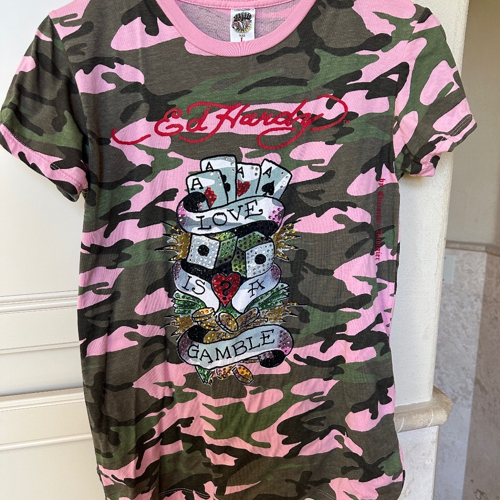 Ed Hardy Love is a Gamble Camo T